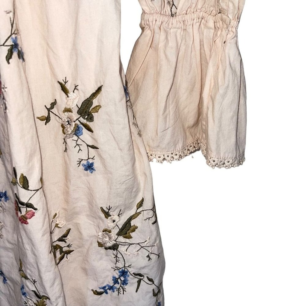 Anthropologie embroidered long sleeve mini floral peasant baby doll dress XS - Picture 13 of 15